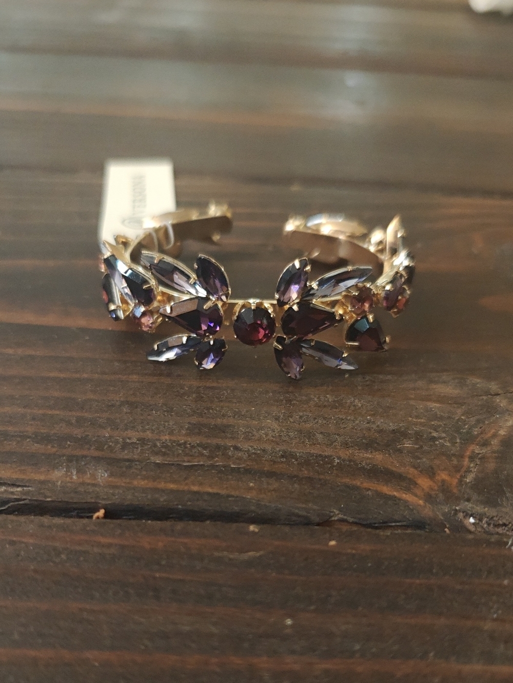 Versona Gold-Tone Bracelet with Purple and Pink Crystal Flowers AA31 6822